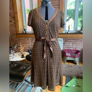 Betsy Johnson New York/ chocolate brown lace dress. Vintage. Size L